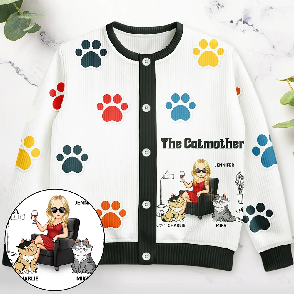 Funny, Pet Lovers, Cat Lovers, Cat Mom - The Catmother - Personalized Cardigan