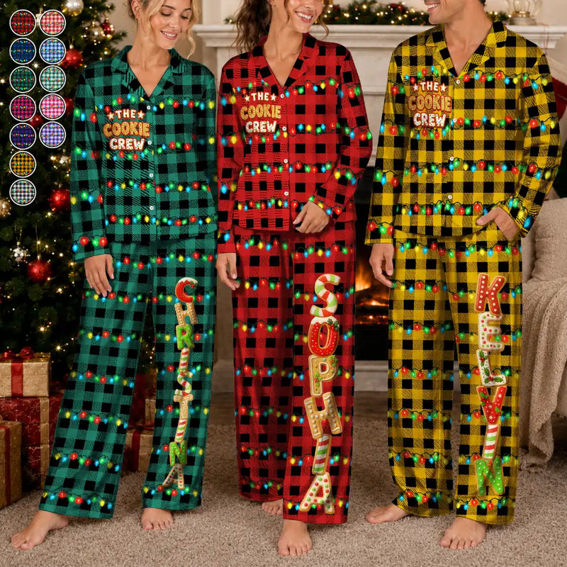 Christmas,Family,Icon,Happy - The Cookie Crew Family Gingerbread Name - Personalized Long Pajamas Set