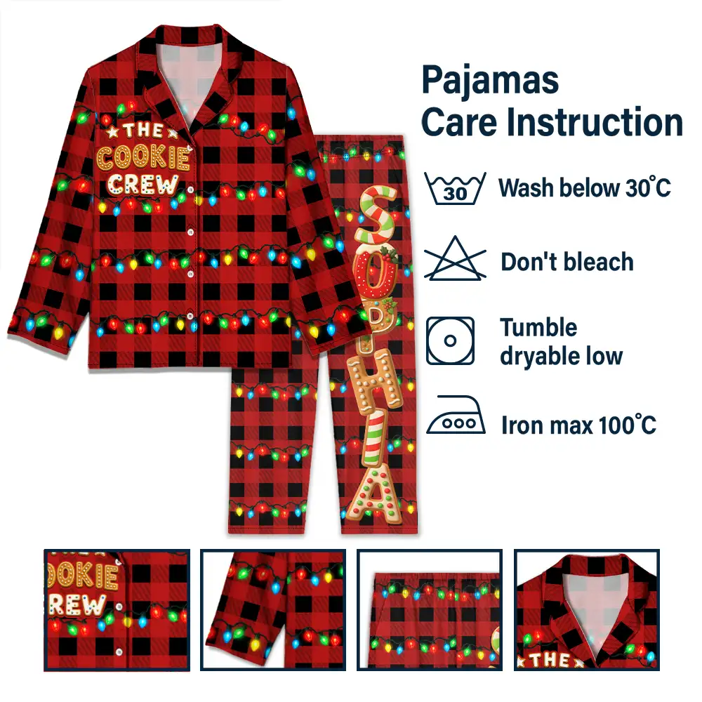 Christmas,Family,Icon,Happy - The Cookie Crew Family Gingerbread Name - Personalized Long Pajamas Set