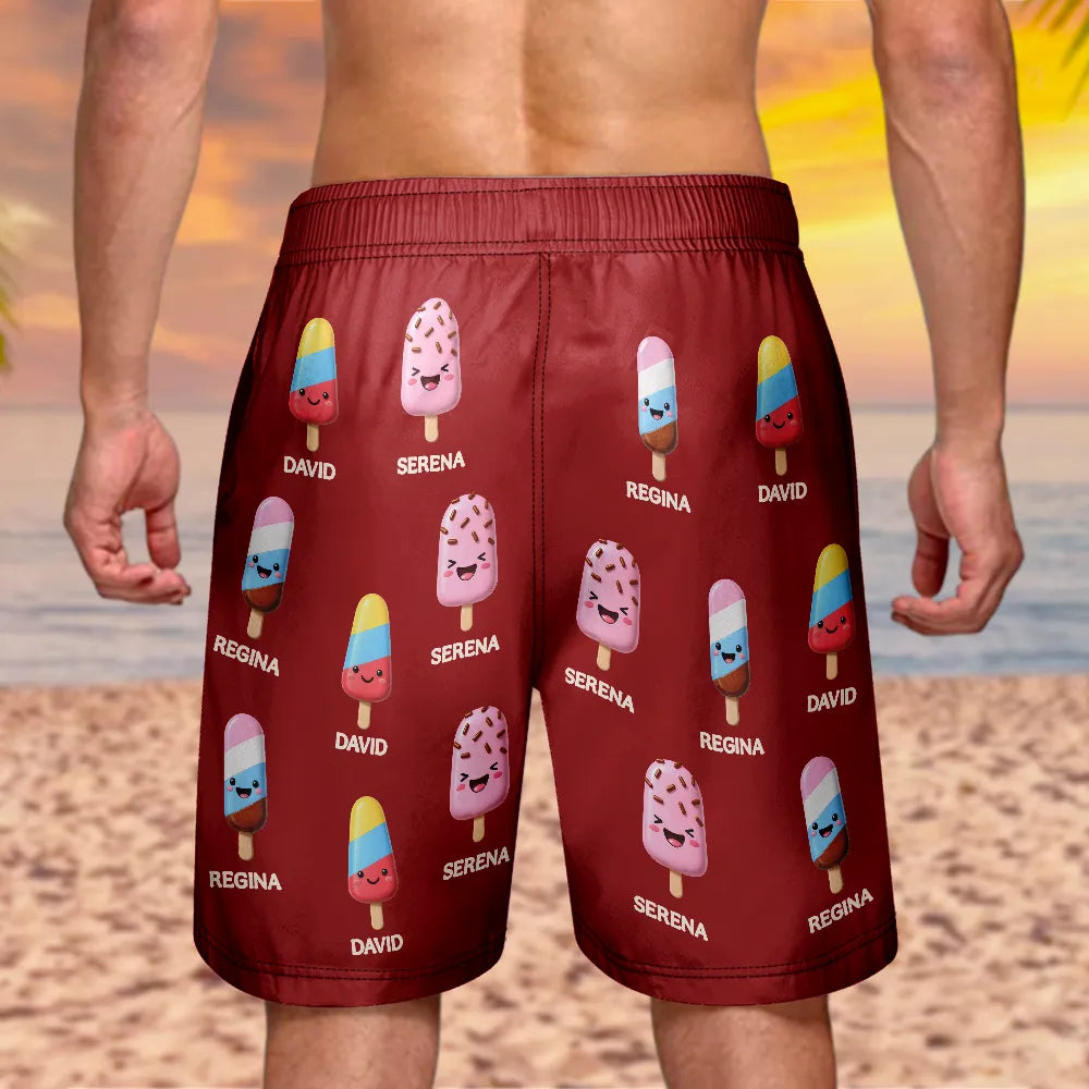 Gift For Husband,Gift For Grandpa,Gift For Father,Funny - The Coolest Pop Grandpa Dad - Personalized Unisex Beach Shorts
