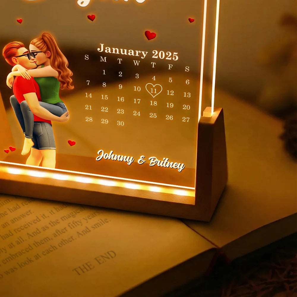Gift For Couples,Gift For Husband,Gift For Wife,Gift For Girlfriend,LGBT,Love - The Day It All Began With Couple Names - Personalized Night Light