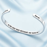 Gift For Yourself,Gift For Women,Gift For Mother,New Mom,New baby,Love  - The Day You Became My Mommy - Personalized Bangle Bracelet Cuff
