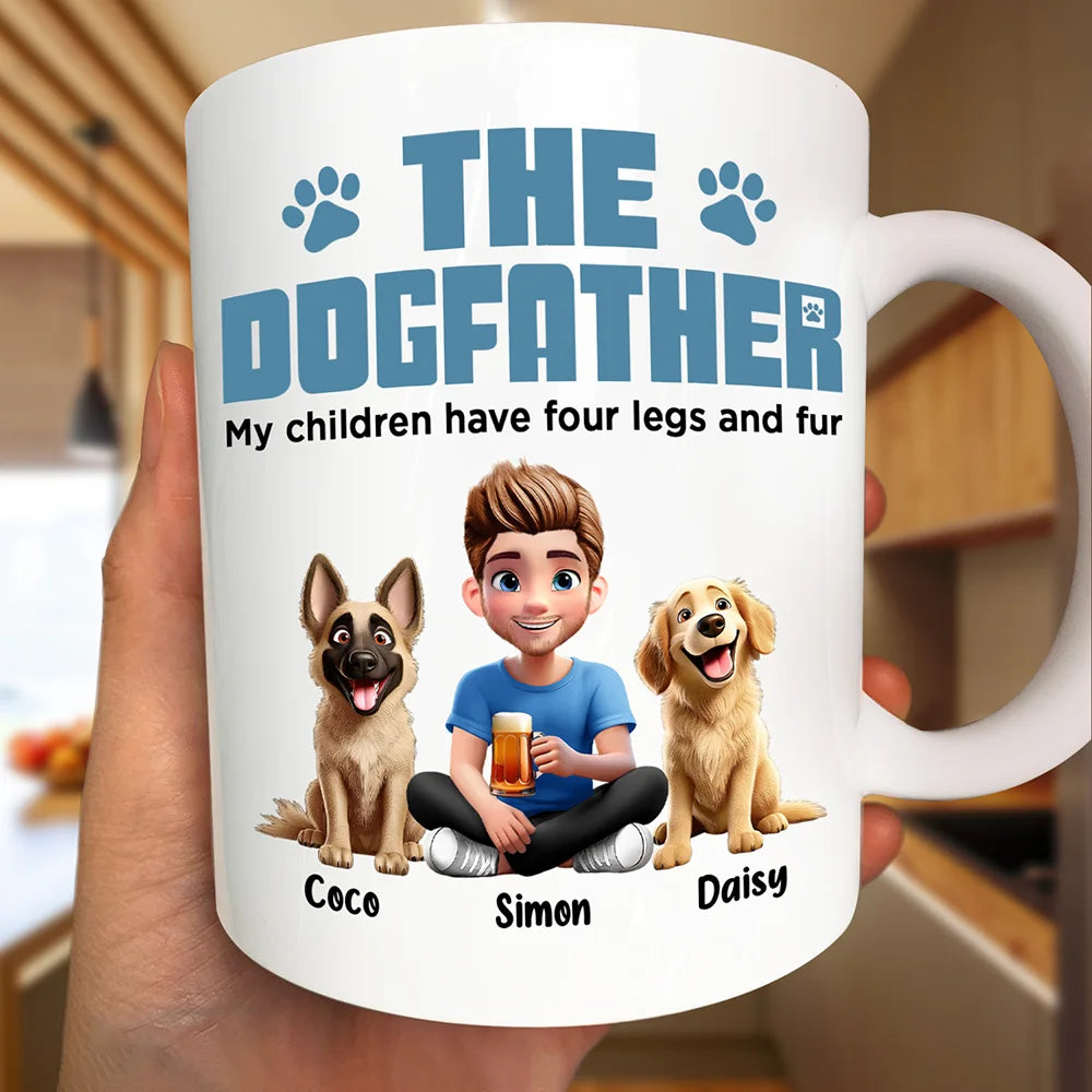 Dog Lovers,Dog Dad,Pet Lovers,Pet Dad - The Dogfather My Children Have Four Legs And Fur - Personalized Mug