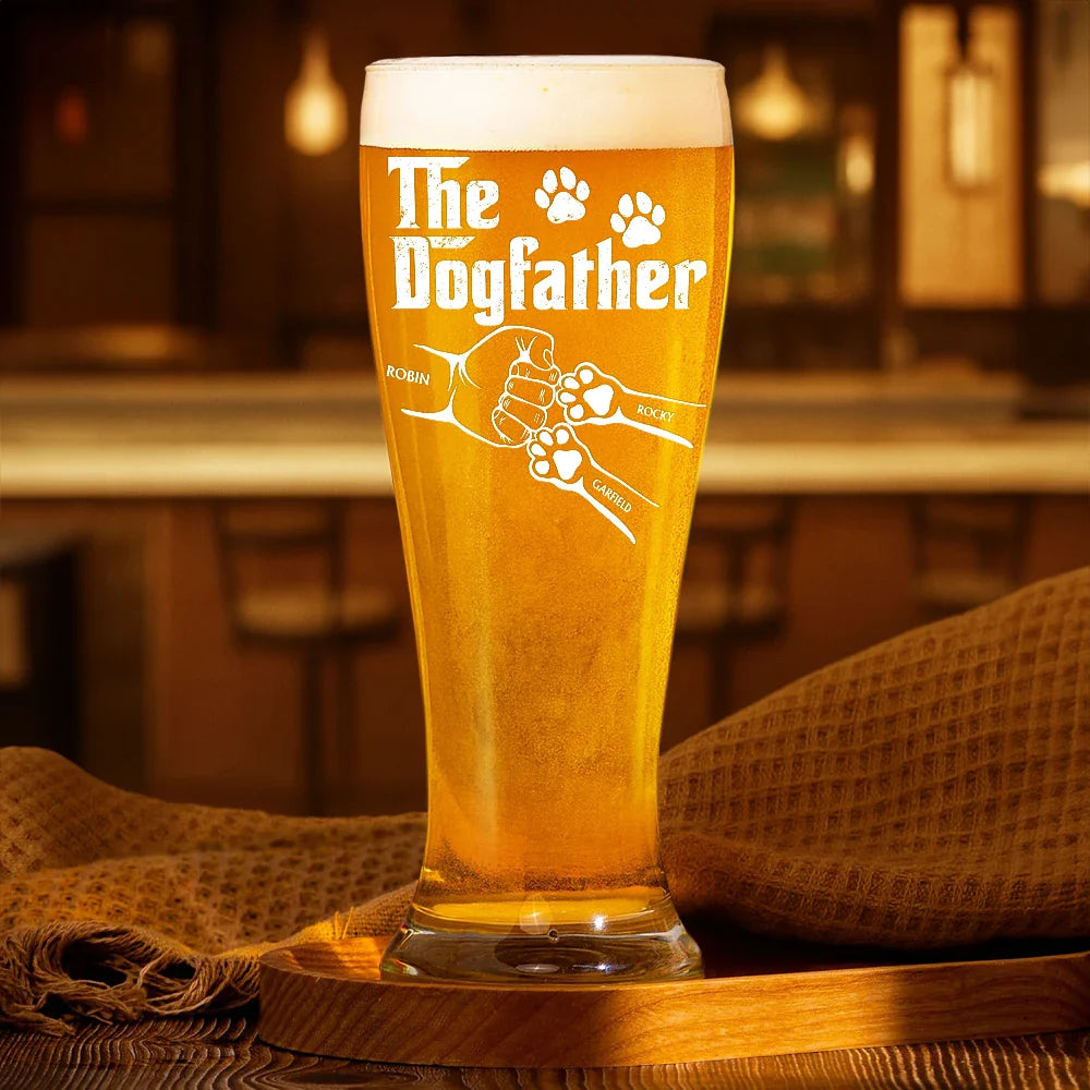 The Dogfather Pet Paw Hand Punch - Personalized Pilsner Glass