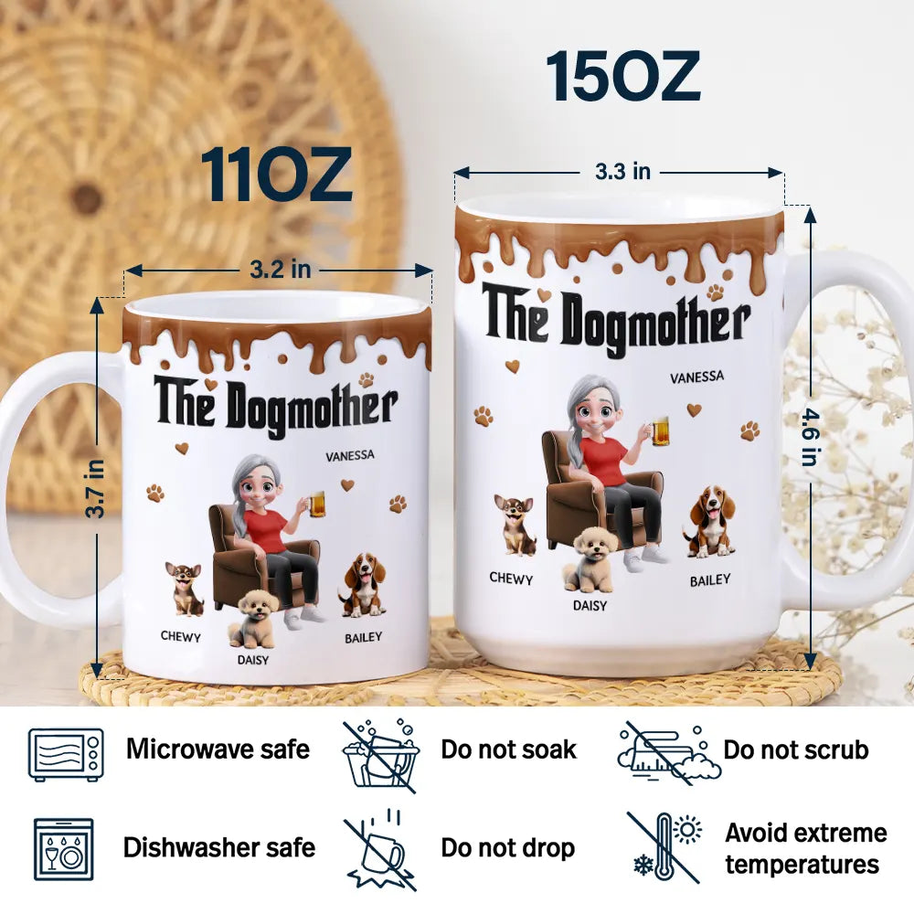 Cat Lovers,Cat Mom,Cat Dad,Happy - The Dogmother Dogfather - Personalized White Edge-to-Edge Mug