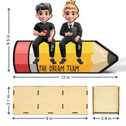 Teacher,Happy,Back To School,Officer,Gifts For Colleagues - The Dream Team - Personalized Wooden Pen Pencil Holder