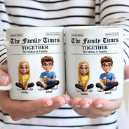 Family,Happy,Gift For Women,Gift For Men - The Family Times Newspaper Theme - Personalized Mug