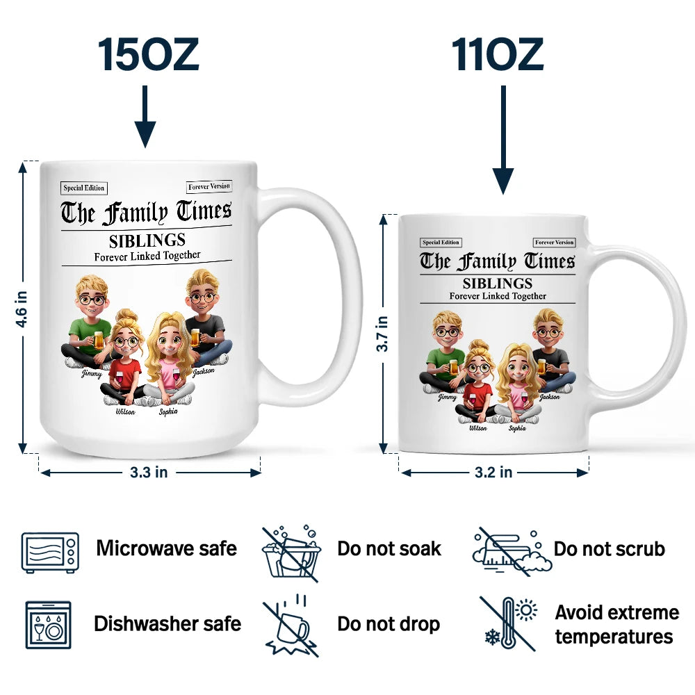 Family,Happy,Gift For Women,Gift For Men - The Family Times Newspaper Theme - Personalized Mug