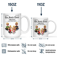 Family,Happy,Gift For Women,Gift For Men - The Family Times Newspaper Theme - Personalized Mug