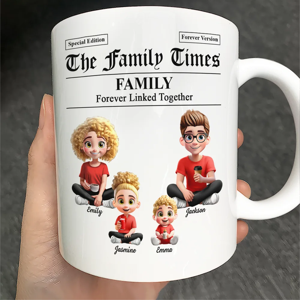 Family,Happy,Gift For Women,Gift For Men - The Family Times Newspaper Theme - Personalized Mug