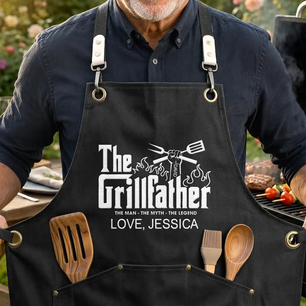 The Grillfather Best Flipping Dad Ever - Personalized Embroidered Apron