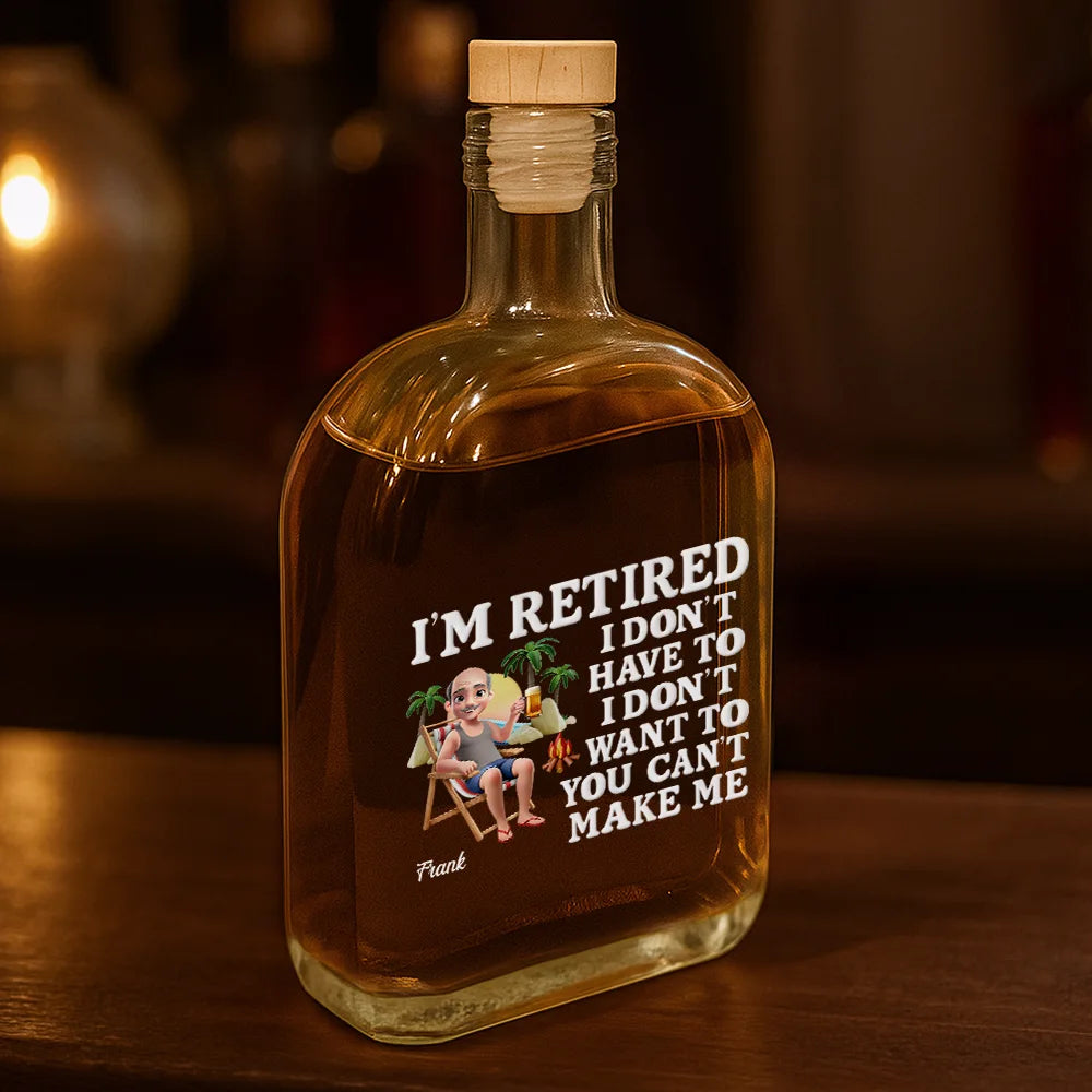 Retirement,Beach,Gift For Yourself,Happy - The Legend Has Retired 3D Effect - Personalized Whiskey Bottle
