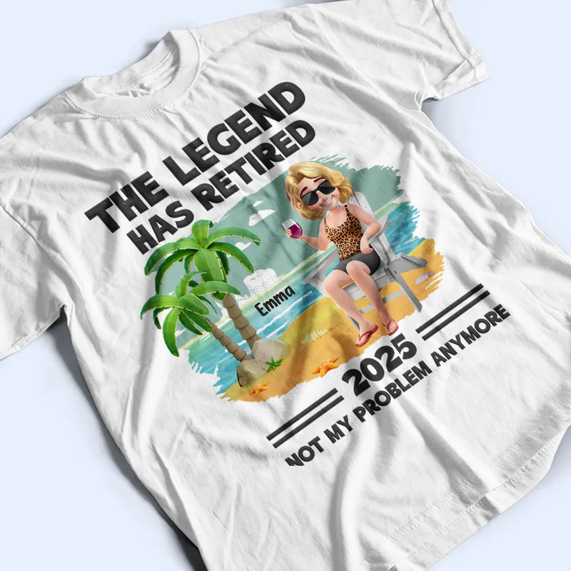 Retirement, Gift For Wife, Gift For Husband, Gift For Yourself, Gift For Women, Gift For Men, Gift For Grandpa, Gift For Father, Gift For Mother, Gift For Grandma, Funny - The Legend Has Retired Vintage Cartoon - Personalized T Shirt