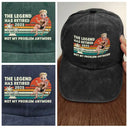 Retirement, Gift For Wife, Gift For Husband, Gift For Yourself, Gift For Women, Gift For Men, Gift For Grandpa, Gift For Father, Gift For Mother, Gift For Grandma, Funny - The Legend Has Retired Vintage Cartoon - Personalized Vintage Washed Denim Cap
