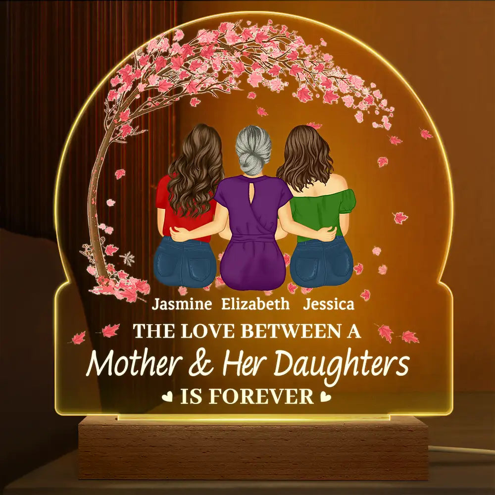 The Love Between A Mother & Her Daughters Sons - Personalized 3D Led Light Wooden Base