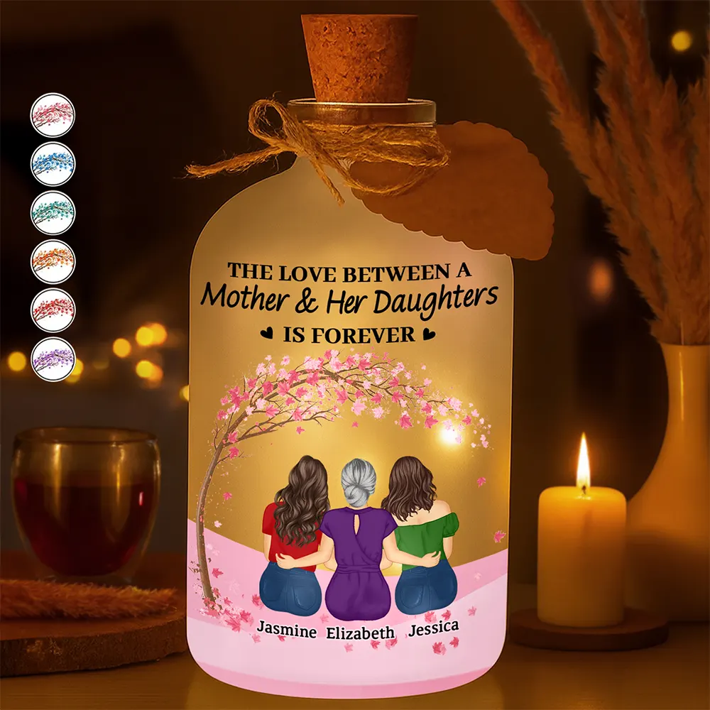 Gift For Women,Gift For Mother,Single Mom,Mom - Daughters (Adult),Mom - Daughters (Young),Mom - Sons,Mom - Children,Love - The Love Between A Mother & Her Daughters Sons - Personalized Short Bottle Light