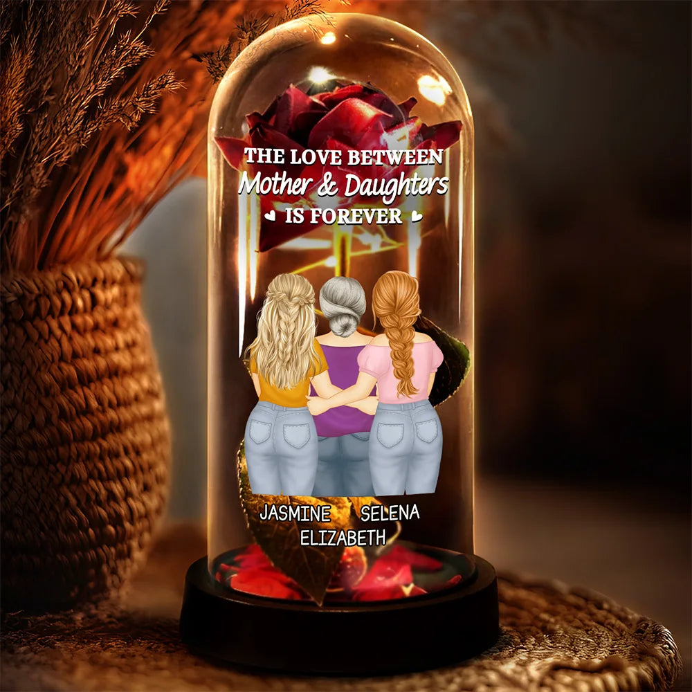 Gift For Mother,Mom - Daughters (Adult),Happy - The Love Between Mother & Daughter - Personalized Everlasting Rose Dome Lamp