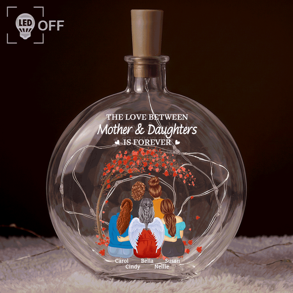 Sentimental,Christmas,Gift For Mother,Vector - The Love Between Mother & Daughters Is Forever - Personalized Round Flat Bottle Light