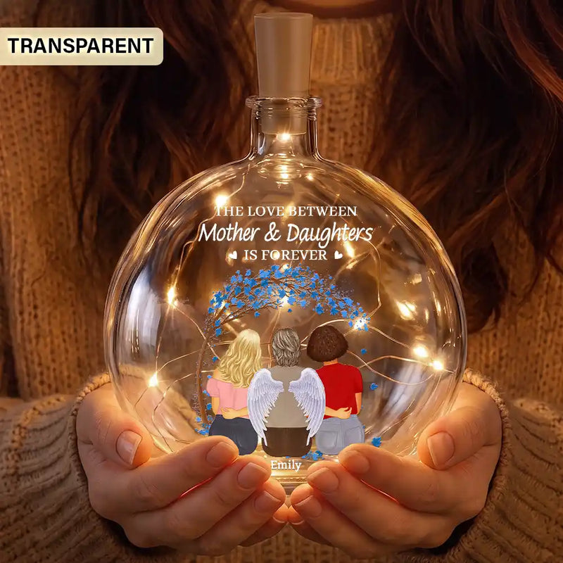 Sentimental,Christmas,Gift For Mother,Vector - The Love Between Mother & Daughters Is Forever - Personalized Round Flat Bottle Light