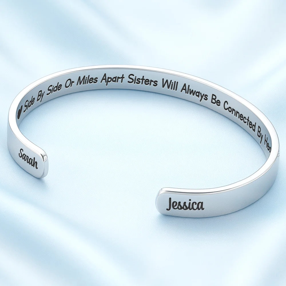Gift For Sisters, Gift For Sibling, Love - The Love Between Sisters - Personalized Bangle Bracelet Cuff