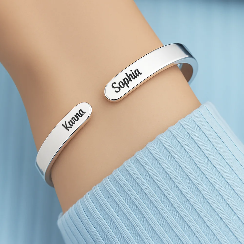 Gift For Sisters, Gift For Sibling, Love - The Love Between Sisters - Personalized Bangle Bracelet Cuff