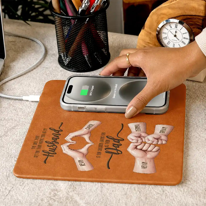 Top Market,Sentimental,Gift For Husband,Gift For Couples,Vector - The Only Thing Better Than Having You As Husband - Personalized Leather Charging Mat