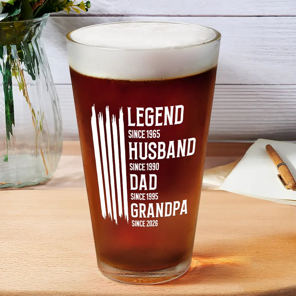 The Original Legend Legend Husband Daddy Grandpa - Personalized Beer Glass
