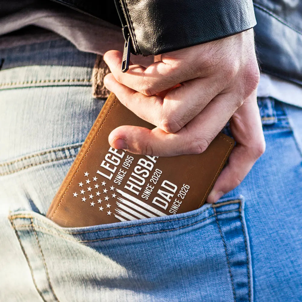 Gift For Father,Gift For Grandpa,Independence Day,Gift For Husband,Afro Dad,Non-Eng,Icon,Proud - The Original Legend Legend Husband Daddy Grandpa - Personalized Leather Wallet
