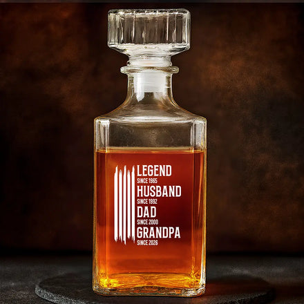 The Original Legend Legend Husband Daddy Grandpa - Personalized Square Whiskey Bottle