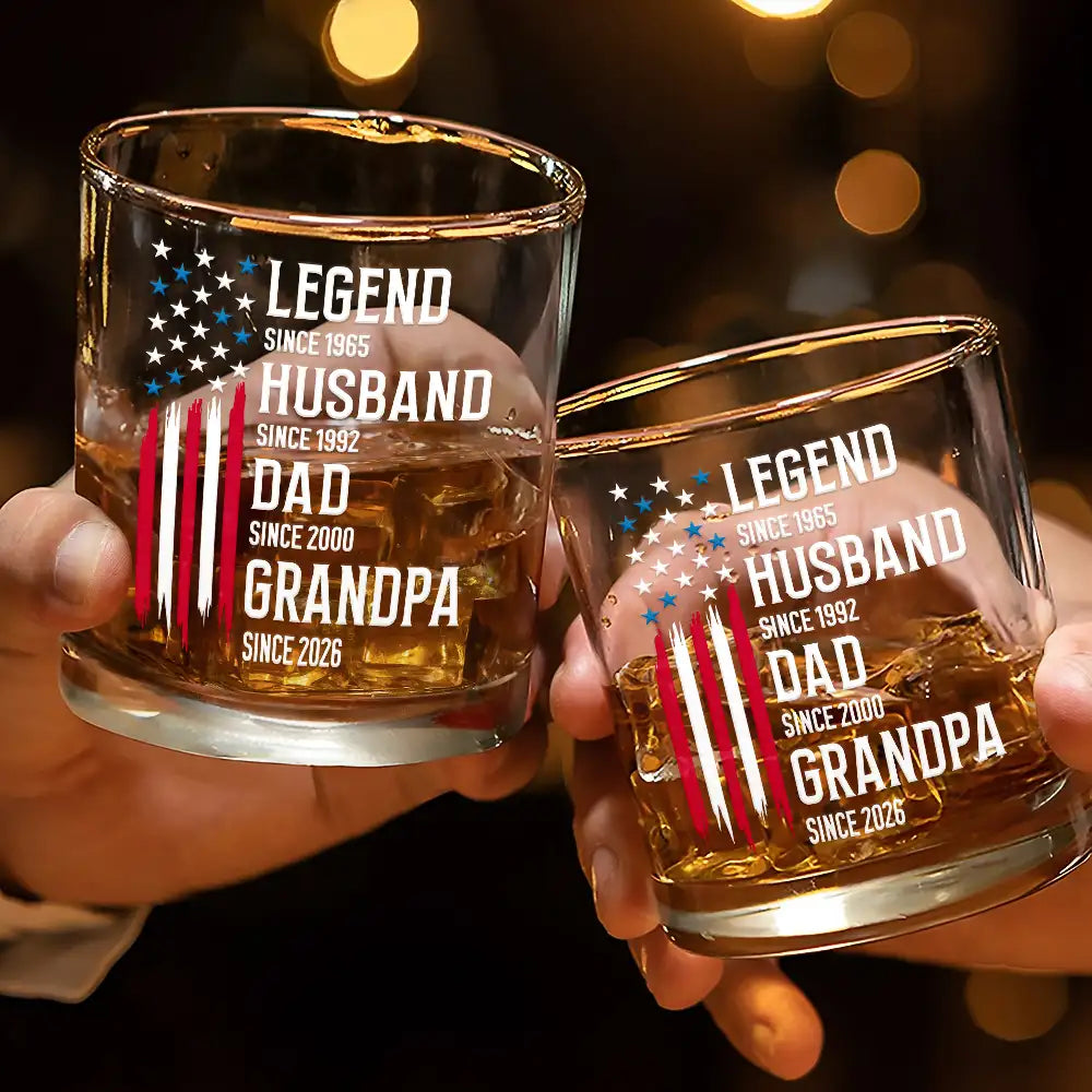 Gift For Grandpa,Dad's Hobby,Afro Dad,Gift For Men,Independence Day,Happy,Top Market - The Original Legend Legend Husband Daddy Grandpa - Personalized Whiskey Glass