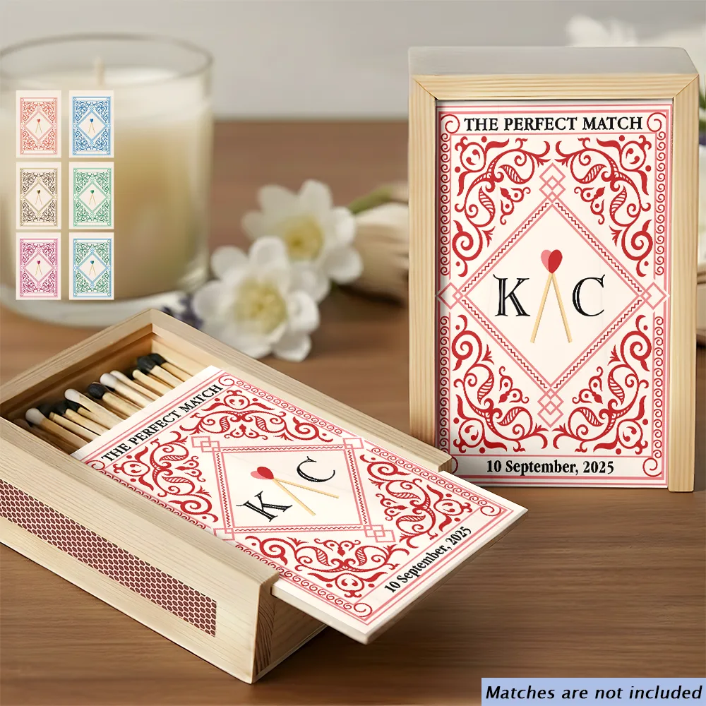 Gift For Couples,Old Couples,LGBT,Love - The Perfect Match - Personalized Wooden Matchbox