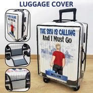 Gift For Women, Gift For Men, Summer, Travel, Happy - The Sky Is Calling Me - Personalized Clear Luggage Cover
