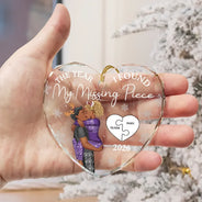 The Year I Found My Missing Piece Kissing Couples - Personalized Heart Shaped Glass Ornament
