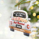 Love,Christmas,Gift For Wife,Gift For Husband,Gift For Couples,Married ,Engaged - The Year We Became Mr & Mrs 3D Effect - Personalized Custom Shaped Acrylic Ornament