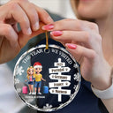 Travel,Christmas,Gift For Couples,Happy - The Year We Visted Travel Ornament - Personalized Circle Glass Ornament