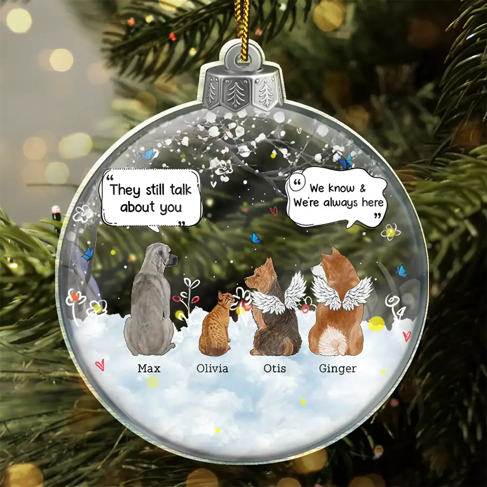 Sad,Pet Lovers,Christmas,Memorial - They Still Talk About You - Personalized Custom Shaped Acrylic Ornament