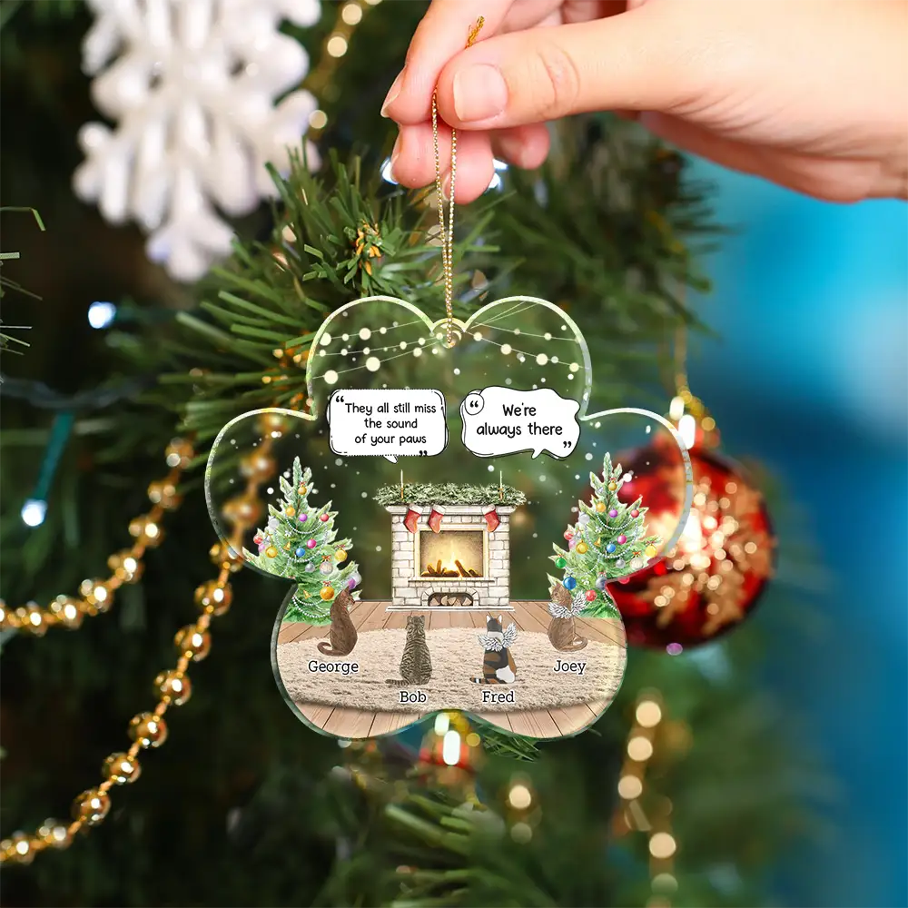 Sad,Memorial,Pet Lovers,Christmas - They Still Talk About You Cozy House - Personalized Custom Shaped Acrylic Ornament