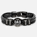 Gift For Father, Parents, Gift For Mother, Happy, Gift For Husband, Gift For Wife, Gift For Grandpa, Gift For Grandma - This Dad Belongs To - Personalized Leather Braided Bracelet