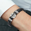 Gift For Father, Parents, Gift For Mother, Happy, Gift For Husband, Gift For Wife, Gift For Grandpa, Gift For Grandma - This Dad Belongs To - Personalized Leather Braided Bracelet