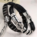 Gift For Father, Parents, Gift For Mother, Happy, Gift For Husband, Gift For Wife, Gift For Grandpa, Gift For Grandma - This Dad Belongs To - Personalized Leather Braided Bracelet