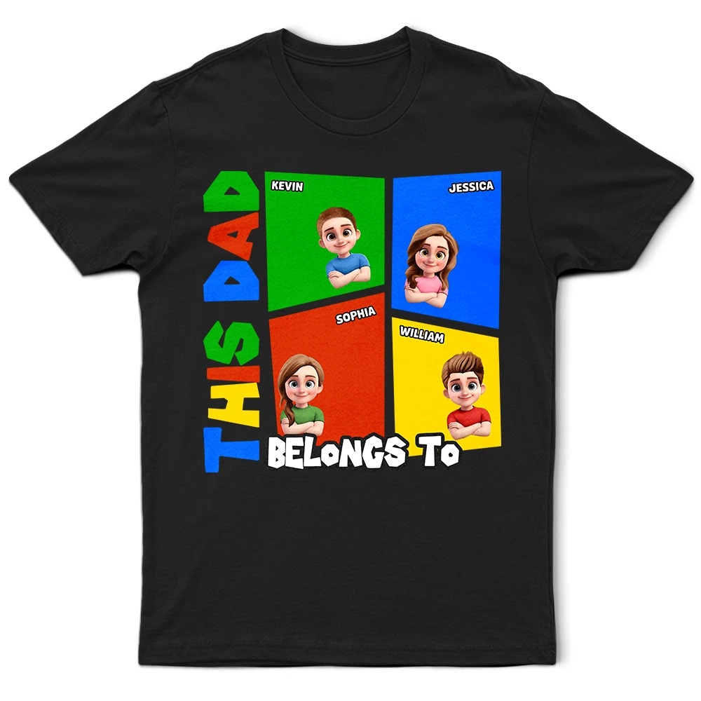 This Dad Papa Belongs To Basic Color Arcade Theme - Personalized T Shirt