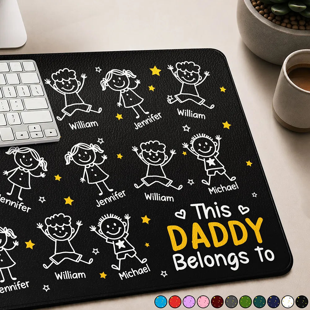 Gift For Father,Top Market,Proud,Icon - This Daddy Belongs To - Personalized Leather Desk Mat
