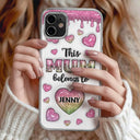 This Mom Grandma Belongs To Heart Icon - 3D Inflated Effect Printed, Personalized Clear Phone Case