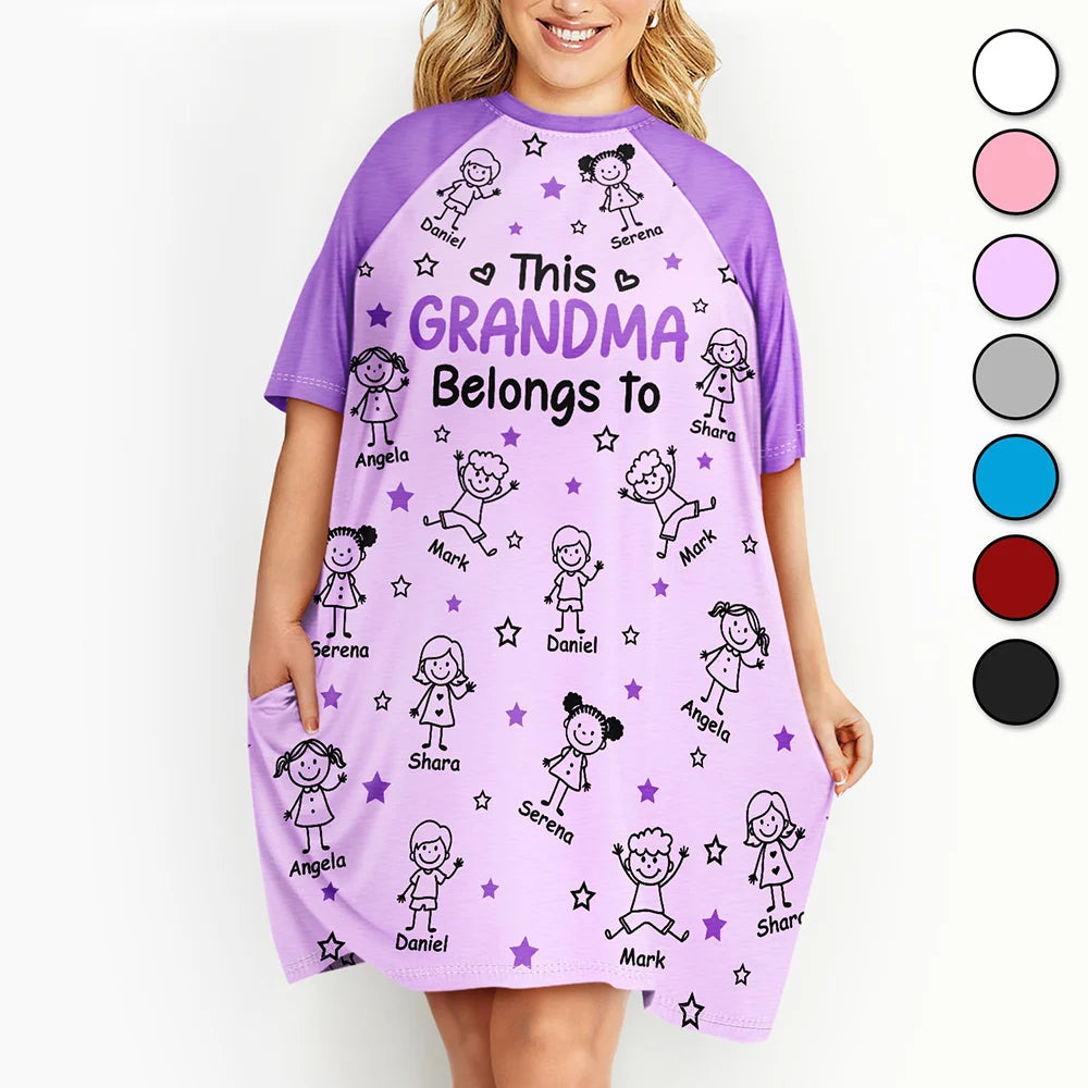 This Grandma Mom Belongs To Kids Pet - Personalized Women's Sleep Tee