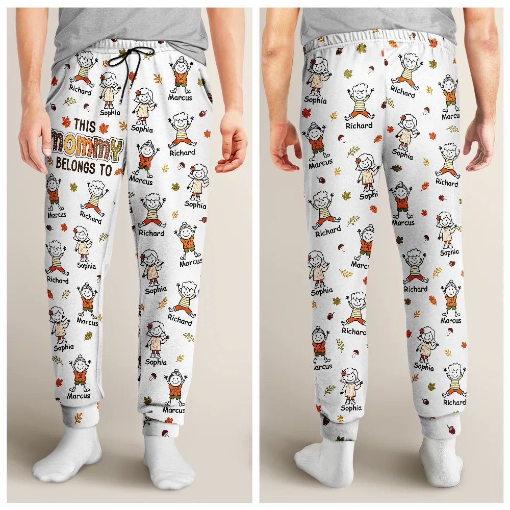 Gift For Grandma,Cozy,Icon - This Grandma Mommy Belongs To Autumn Kid Stick Figures - Personalized Pajama Pants