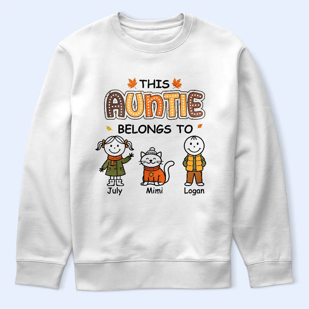 Gift For Grandma,Cozy,Icon - This Grandma Mommy Belongs To Autumn Kid Stick Figures - Personalized T Shirt