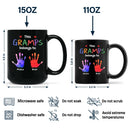Gift For Grandpa, Gift For Father, Grandpa - Grandkids, Happy - This Grandpa Belongs To Hand Prints Doodle - Personalized Black Mug