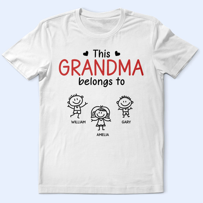 Gift For Father,Gift For Grandpa,Grandpa - Grandkids,Happy,Non-Eng,Icon,Proud - This Grandad Belongs To Kid Stick Figures - Personalised T Shirt