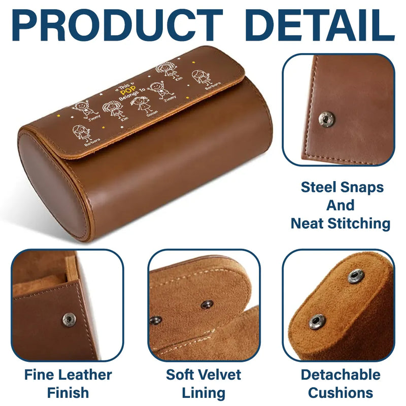 Gift For Grandpa,Gift For Father,Funny,Happy - This Grandpa Dad Belongs To Kids Pet - Personalized Leather Watch Case
