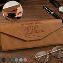 Gift For Men,Gift For Father,Gift For Grandpa,Gift For Husband,Cat Lovers,Cat Dad,Cat Mom,Pet Lovers,Non-Eng,Icon,Playful - This Human Belongs To Dog Cat Mom Dad - Personalized Leather Glasses Case